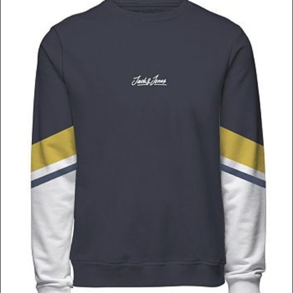NWT Jack & Jones Navy Blue and Yellow Sweatshirt